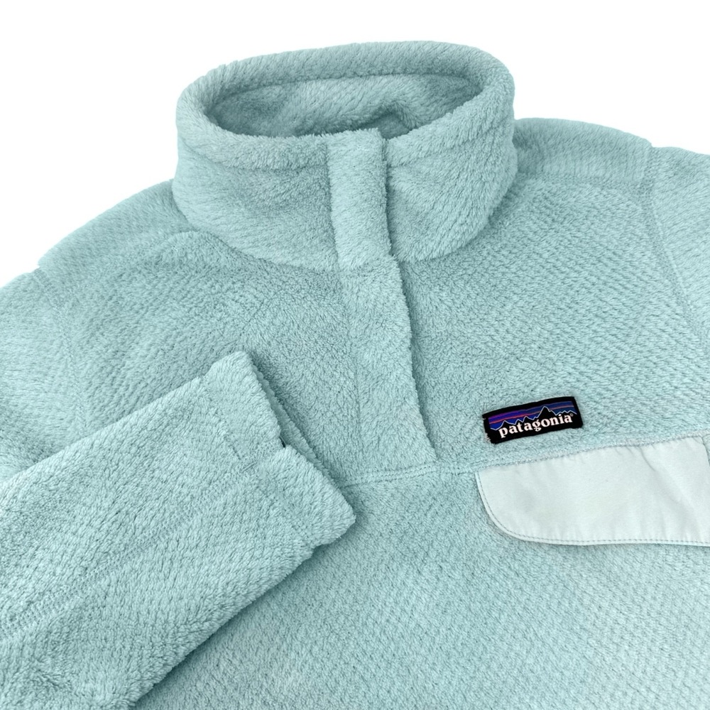 PATAGONIA Fleece‎ Polartec Womens Light Blue 1/4 Zip Pullover Soft Jacket Small